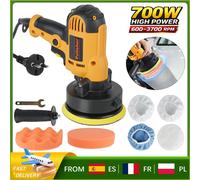 Polisseuse électrique pour voiture 700W 125MM, polisseuse rotative 6 vitesses 600-3700RPM avec tampons en laine et éponge pour le cirage et la réparation des rayures des meubles et des voitures Orange