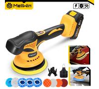 Polisseuse électrique sans fil MELLWIN 6000 tr/min, 8 vitesses, affichage numérique, machine de polissage, cirage et ponçage pour voiture, compatible avec batterie Makita 18V. 2XBattery Set