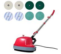 Polisseuse et laveur de plancher 5 en 1 - vidaXL - Double tête - 400 tr/min - Rouge - 2 brosses à récurer