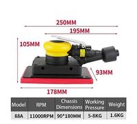 Polisseuse humide, Ponceuse orbitale rectangulaire ponceuse à Air carrée meuleuse à tampon polisseuse outil de ponçage ponceuses à insectes gigue(70x198MM)