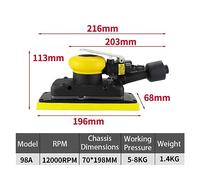 Polisseuse humide, Ponceuse orbitale rectangulaire ponceuse à Air carrée meuleuse à tampon polisseuse outil de ponçage ponceuses à insectes gigue(95x180MM)