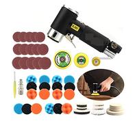 Polisseuse, Mini Metal Burnishing Machine Orbital 1inch 2inch 3inch Air Sander Pneumatic Polishing Grinding Machine Air Tools Buffer Dual Action Polisher For Car(Black set)