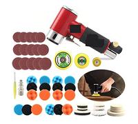 Polisseuse, Mini Metal Burnishing Machine Orbital 1inch 2inch 3inch Air Sander Pneumatic Polishing Grinding Machine Air Tools Buffer Dual Action Polisher For Car(Red set)