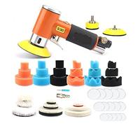 Polisseuse, Mini Metal Burnishing Machine Orbital 1inch 2inch 3inch Air Sander Pneumatic Polishing Grinding Machine Air Tools Buffer Dual Action Polisher For Car(Orange set)