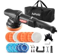 Polisseuse Orbitale,AUTIWOZ 920W Polisseuse Voiture,Excentrique Polisseuse Set,125mm Tampon de Polissage,Poignée D et Poignée Latérale,6 Vitesses,2800-5800RPM,Polissage Voitures,Bateaux et Motos.