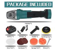Polisseuse Orbitale Machine de polissage électrique sans fil 288VF 1580W polisseuse voiture rectifieuse Rechargeable for batterie 18V(1Battery EU Plug)