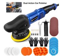 Polisseuse rotative double action 920W pour voiture et bateau, avec poignée détachable, 6 vitesses variables et 2 types de tampons Bleu