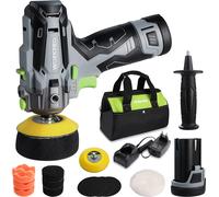 WORKPRO Mini Polisseuse sans Fil 12V φ75mm, Kit Polisseuse Voiture avec 2 Batteries 2,0Ah, 7500 tr/min, Charge Rapide en 1 Heure, avec Sac à Outils et 12 Accessoires pour Voiture, Meuble, Marbre, Bain