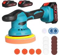 Polisseuse sans fil, 21V Lustreuse Polisseuse Voiture Sans Fil avec 2 batteries, 6 vitesses variables, 2800-6000 tr/min, 125mm-150mm, pour Détails Voiture, Polissage, Cirage