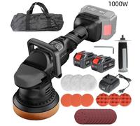 Polisseuse sans fil 5 pouces , piste aléatoire pour le polissage et le cirage des voitures, polisseuse portable sans fil 2 Batteries