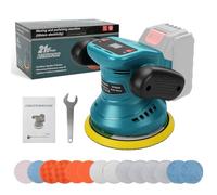 Polisseuse sans fil compatible avec Makita 18V batterie (sans batterie), polisseuse excentrique 15cm avec 11 embouts PCS et indicateur de niveau de batterie, 2800-4800RPM 3 vitesses variables