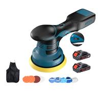 Polisseuse Voiture 550-7000 TR/Min (6 Niveaux) Sans Fil, 2 Batteries, Plateau 150mm,Polisseuse Orbitale pour L'entretien de
