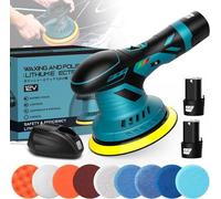 Polisseuse Voiture sans fil 12V batterie, Lustreuse Voiture avec 12 attaches, 2500-5000RPM 6 vitesse variable Polisseuse