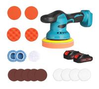 Polisseuse Voiture Sans Fil 150 mm, Avec 2×21V 1500mAh Batteries, 16pcs Kit Polissage Voiture, 6 Vitesses Réglables 2800-6000RPM, Lustreuse Polisseuse Orbitale pour Cirage et Rénovation Auto