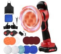 Polisseuse Voiture Sans Fil 150 mm avec 2x21V 1500mAh Batteries, 8 Vitesses | 19pcs Lustreuse Polisseuse Voiture, Kit Polisseuse Orbitale 5800 tr/min pour Entretien, Cirage, Polissage, Enlever Rayures