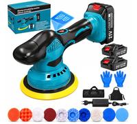 Polisseuse Voiture Sans Fil 150mm avec 2×21V 1500mAh Batteries, 8 Vitesses | Lustreuse Polisseuse Orbitale 5500RPM, 17pcs Kit Polissage Voiture pour Entretien, Cirage, Polissage, Élimination des Rayures