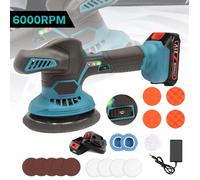 Polisseuse Voiture Sans Fil 21V 300W 2 Batteries Rechargeables, 6 Vitesses Réglables 2800-6000RPM, Plateau 150mm, Machine À Polir