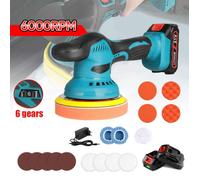 Polisseuse Voiture Sans Fil 21V - 6 Vitesses Réglables - 2800-6000RPM - Kit 16 Pièces 2 Batteries, 125-150mm, 380W Pour Cire Auto