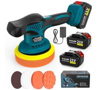 Polisseuse Voiture Sans Fil 21V, avec 2 Batteries 4000mAh & 8 Vitesses Réglables & 6000 tr/min, Polisseuse Orbitale pour Polisseuse Voiture, Nettoyage Carrosserie, Rénovation Bois & Meubles
