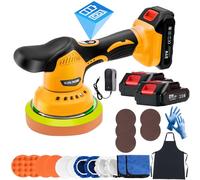 Polisseuse Voiture Sans Fil, 21V Polisseuse Orbitale Voiture 6 Pouces, Lustreuse Polisseuse Voiture Sans Fil ave 2 Batteries, 8 Vitesses 5500rpm Mini Polisseuse pour le Polissage, Cirage, Ponçage