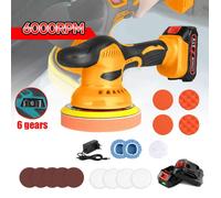 Polisseuse Voiture Sans Fil 21V Puissante - 6 Vitesses Réglables 2800-6000RPM, Ø125-150mm, Batterie Lithium 2x1500mAh, Polisseuse