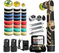 Polisseuse Voiture Sans Fil, Mini polisseuse , 1/1,5/2 pouces, avec 11 vitesses variables de 2 500 à 6 000 tr/min, 2 batteries