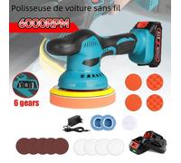 Polisseuse Voiture Sans Fil - Polisseuse 6 Vitesses - 2800-6000RPM - 16x Accessoires 2 Batteries, 125-150mm, 380W Pour Cire Auto