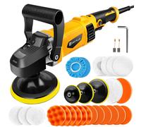 Polisseuses et lustruses pour voitures 1400W, machine à polir électrique pour voiture avec 6 vitesses variables 800-3500 tr/min, machine à polir et cirer 150-180 mm, 30 accessoires pour noir