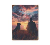 POLIUAWS A Man With Dog In Mind Décoration Murale En Fer Forgé, Panneau Décoratif Pour Bureau, Salon Ou Bar15.7"x11.8"