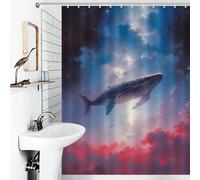 POLIUAWS Above The Red Clouds Rideau De Douche Anti-moisissure À Séchage Rapide Et Résistant, Idéal pour La Salle De Bain À Domicile Ou À L'hôtel, Motif Toile De Jouy 53.54x70.87Inch（136x180cm）