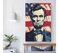 POLIUAWS Affiche Abraham Lincoln Drapeau Américain sur Toile Art Mural Décoration Moderne Impression Image Œuvres d'Art Affiches Impression sur Toile 08x12 pouces (20x30cm)