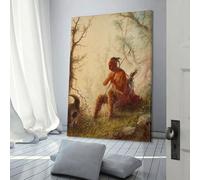 POLIUAWS Affiche artistique « Chasseur indien au repos », impression sur toile, décoration murale moderne pour la maison, décoration pour fête d'anniversaire, 30 x 45 cm (12 x 18 pouces)