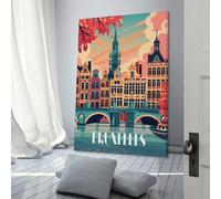 POLIUAWS Affiche Bruxelles Charm, affiche décorative sur toile, art mural, décoration de chambre, affiche esthétique moderne, fournitures pour la décoration intérieure, 20 x 30 cm (8 x 12 pouces)