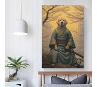 POLIUAWS Affiche d'art Labrador The Samurai - Denoise - Denoise - Affiche d'art mural sur toile - Décoration de salon - 50 x 75 cm