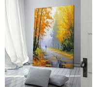 POLIUAWS Affiche d'art « Marcher sur des feuilles jaunes » - Denoise - Toile murale - Décoration de salon - 50 x 75 cm