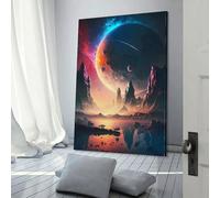 POLIUAWS Affiche de voyage vintage Paysage céleste de l'aube 50 x 75 cm (20 x 30 pouces) Impression sur toile pour décoration murale, salon, chambre à coucher