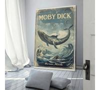 POLIUAWS Affiche décorative inspirée de la couverture du livre Moby Dick, idéale pour décorer un salon, un bar ou une chambre. Parfaite pour un couple fêtant un anniversaire. Format 40 x 60 cm.
