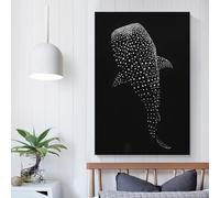 POLIUAWS Affiche décorative silhouette de requin-baleine, idéale pour décorer un salon, un bar ou une chambre. Parfaite pour un couple fêtant un anniversaire. 50 x 75 cm (20 x 30 pouces).