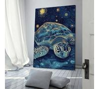 POLIUAWS Affiche décorative sur toile représentant une tortue de mer la nuit étoilée, décoration murale moderne et esthétique, 60 x 90 cm
