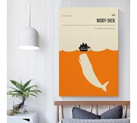 POLIUAWS Affiche Moby Dick d'Herman Melville, peinture sur toile, tableau décoratif mural, impression pour la chambre à coucher ou le salon, cadeau pour enfants, 60 x 90 cm (24 x 36 pouces)