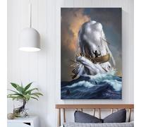 POLIUAWS Affiche Moby Dick sur toile, tableau décoratif mural, impression pour chambre à coucher ou salon, cadeau pour enfants, 50 x 75 cm (20 x 30 pouces)
