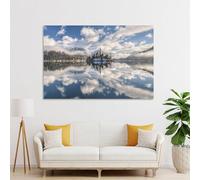 POLIUAWS Affiche murale de l'église de l'Assomption de Bled pour salle de bain ou chambre, 30 x 45 cm (12 x 18 pouces)