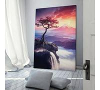 POLIUAWS Affiche murale décorative 3D représentant le lever du soleil sur le mont Fuji, motif Sakura, 40 x 60 cm