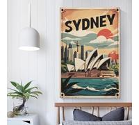 POLIUAWS Affiche murale vintage de Sydney sur toile, idéale pour une chambre ou un salon d'enfant, pour une fête d'anniversaire (fille ou garçon). Grand format : 50 x 75 cm (20 x 30 pouces).