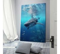 POLIUAWS Affiche requin-baleine sur toile, tableau décoratif mural, impression pour chambre à coucher ou salon, cadeau pour enfants, 20 x 30 cm (8 x 12 pouces)