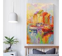 POLIUAWS Affiche sur toile « Le matin sur la jetée », tableau décoratif mural, impression pour la chambre ou le salon, cadeau d'enfant, 60 x 90 cm (24 x 36 pouces)