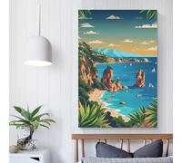 POLIUAWS Affiche sur toile représentant un paysage de Sardaigne, idéale pour la décoration murale d'une chambre d'enfant ou d'une salle de classe (60 x 90 cm).