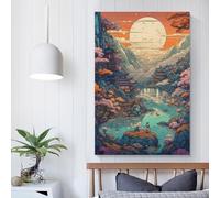 POLIUAWS Affiche sur toile représentant un paysage incroyable au Japon, illustration rétro, décoration murale, salon, chambre à coucher, 30 x 45 cm