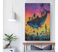 POLIUAWS Affiche « Symphonie des baleines » - Décoration murale tendance - Affiche artistique pour une chambre esthétique - Cadeau - Tableau - Décoration intérieure 60 x 90 cm (24 x 36 pouces)