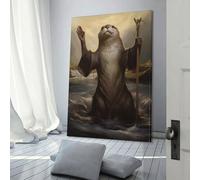 POLIUAWS Affiches murales Otter Moses pour salle de bain, décoration murale pour la maison, grand format 40 x 60 cm (16 x 24 pouces)